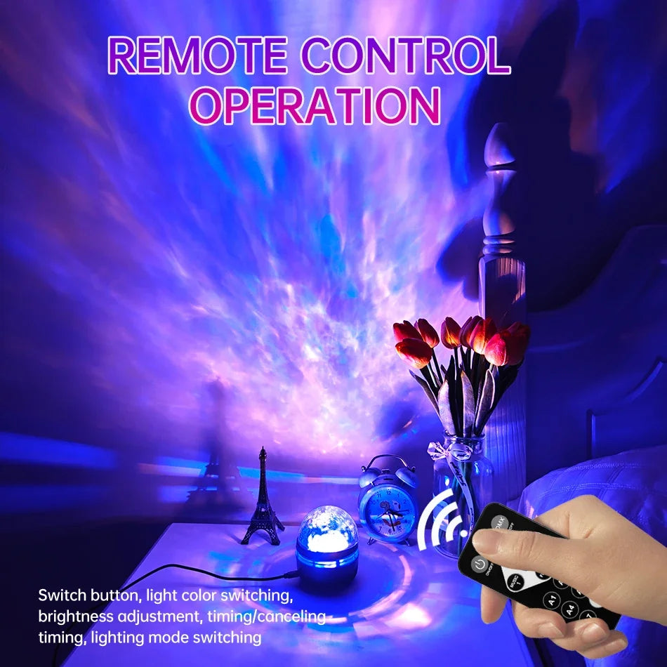 LED Starry Sky Northern Light Projector a Variety of Styles Projection Lamp with Remote Control Auto Rotate for Home Party Decor