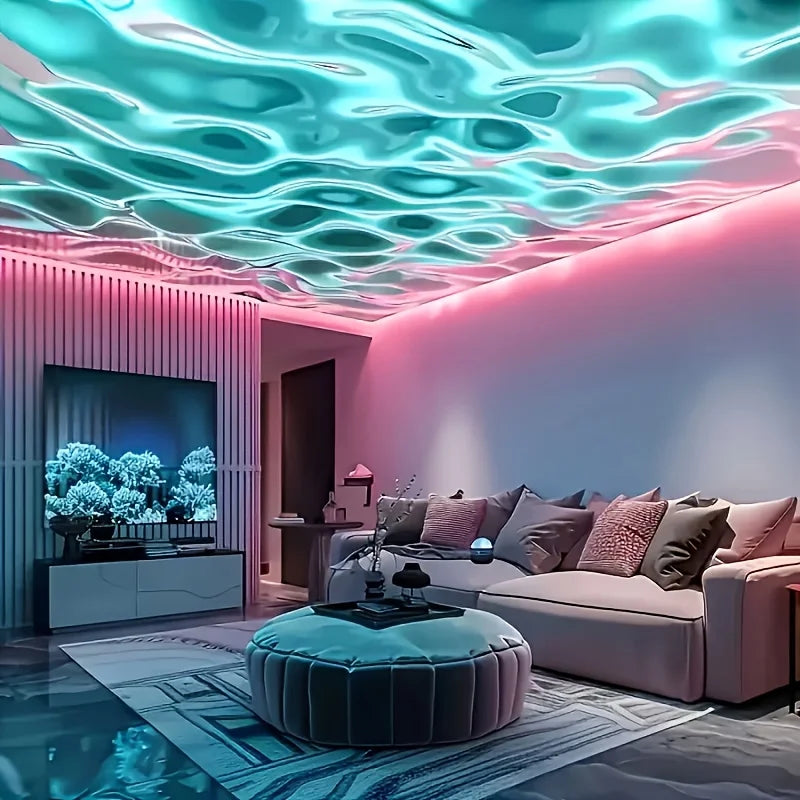 LED Night Light USB Water Wave Projector with Remote Control 7 Lighting Modes Bedroom Atmosphere Lamp Room Home Party Decor Gift