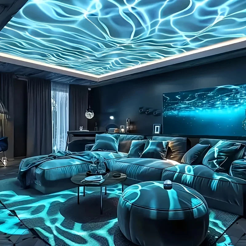 LED Night Light USB Water Wave Projector with Remote Control 7 Lighting Modes Bedroom Atmosphere Lamp Room Home Party Decor Gift